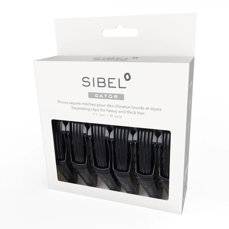 SIBEL GATOR Clips Nere Separa Ciocche Potente 6PZ 11CM