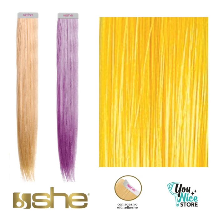 4 strisce extension professionali adesive SHE 40 45 cm Capelli Lisci colorati