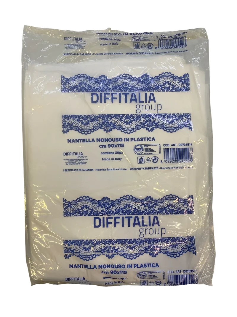 Diffitalia Group Mantellina Monouso Conf. 30 Pezzi cm 90x115
