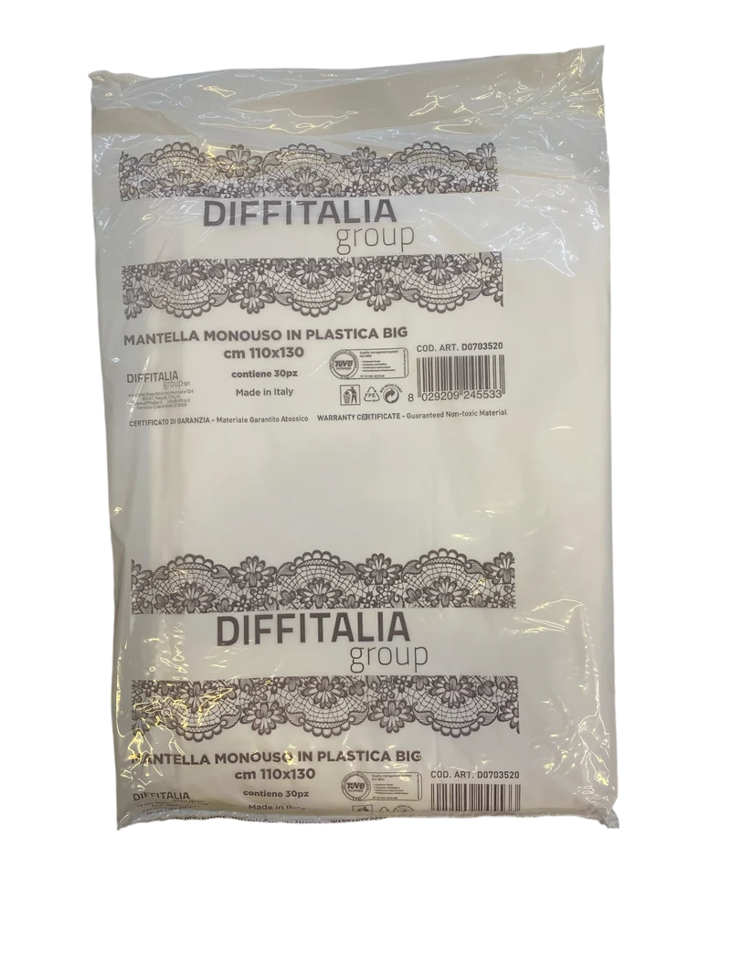 Diffitalia Group Mantellina Monouso Conf. 30 Pezzi cm 110x130