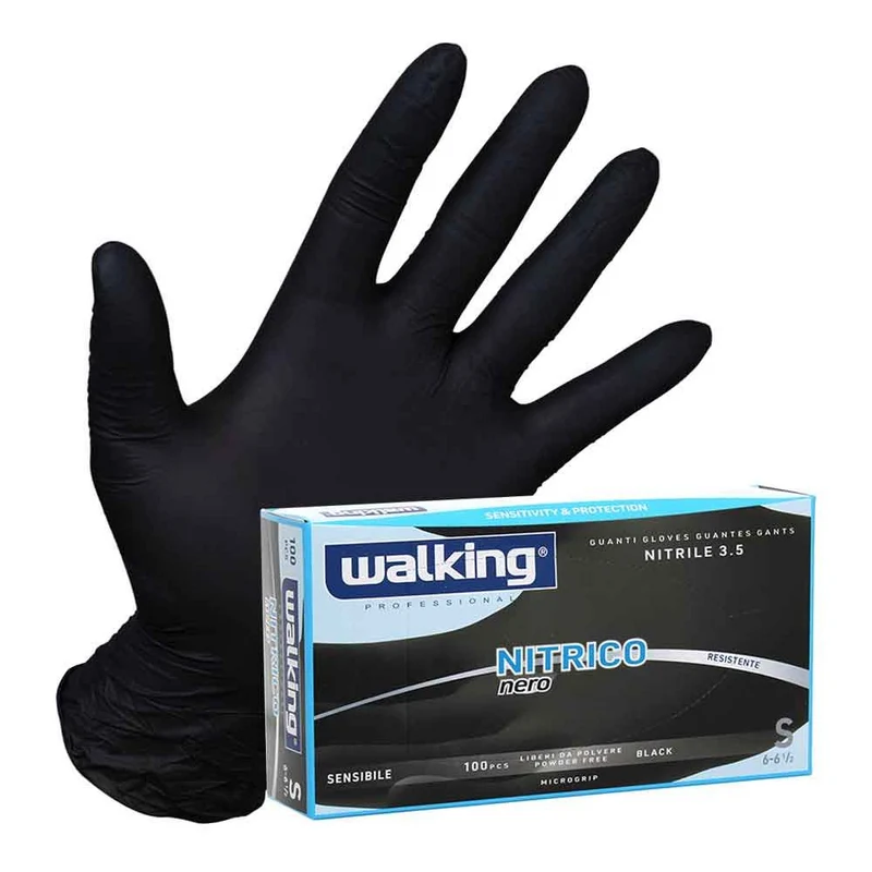 Walking nitrico guanti in nitrile nero taglie S-M-L