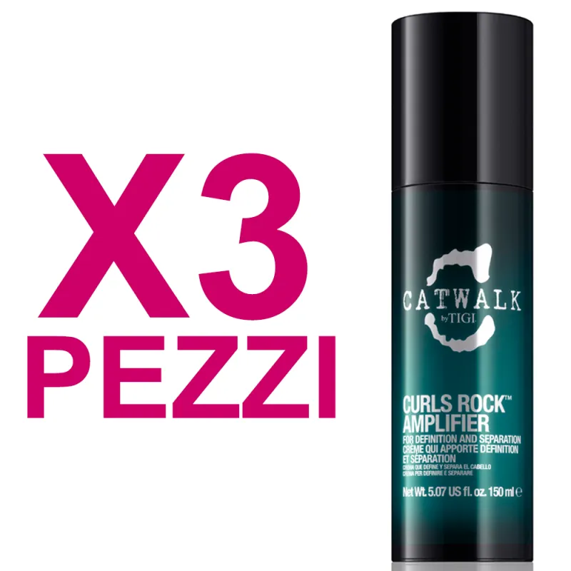 Tigi Catwalk Curls Rock Amplifier Per Capelli Ricci 150 ml KIT 3 PZ