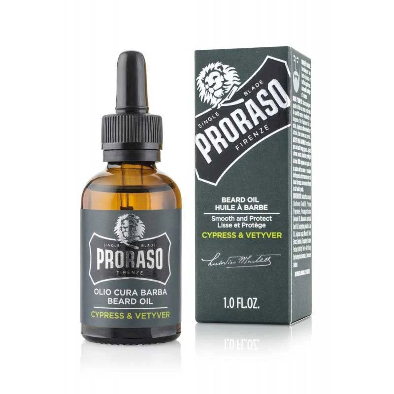 Olio da Barba Cypress & Vetiver Proraso flacone 30 ml.