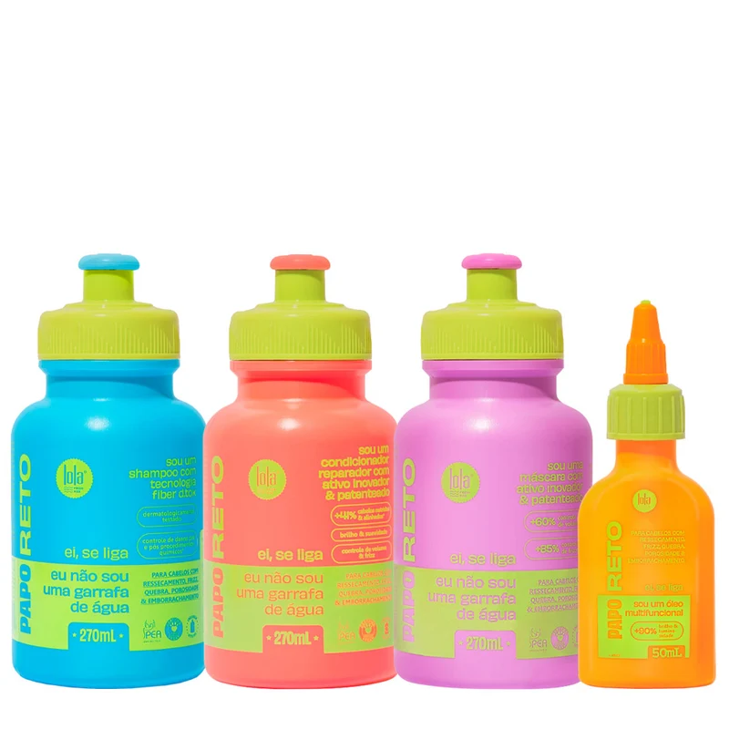 Lola From Rio Papo Reto Shampoo 270ml Condicionador 270gr Mascara Fluida 270ml Oleo 50ml