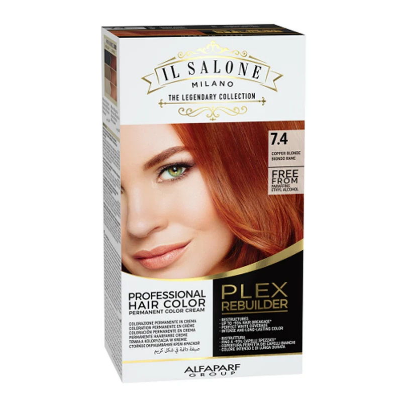Alfaparf Milano Il Salone Plex Rebuilder Color Kit 7.4 Biondo Rame - colorazione permanente in crema