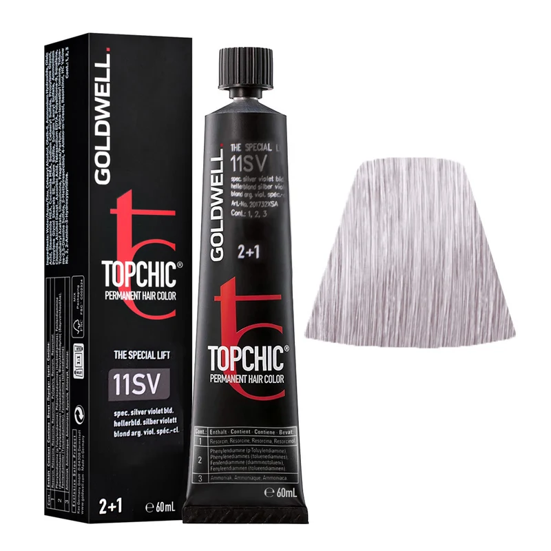 Goldwell Topchic Tube 11SV Light Blonde Silver-Violet 60ml - colore permanente in tubo