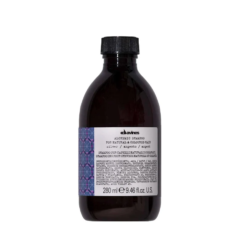 Davines Alchemic Shampoo Silver 280ml - shampoo per intensificare i riflessi dei capelli biondo platino e grigi