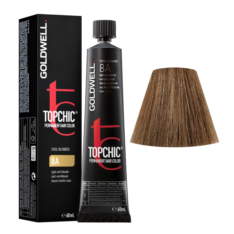 Goldwell Topchic Tube C8A Light Ash Blonde 60ml - colore permanente in tubo