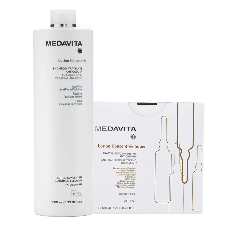 Medavita Cute Lotion Concentree Rituale Anticaduta Shampoo 1000ml e Fiale Super 12x7ml