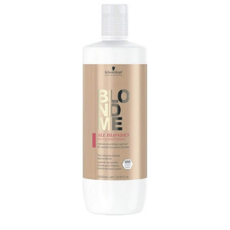 Schwarzkopf BlondeMe All Blondes Rich Conditioner 1000ml - balsamo per capelli biondi grossi