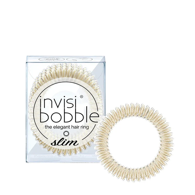 Invisibobble Slim Stay Gold 3pz - elastici a spirale per capelli fini