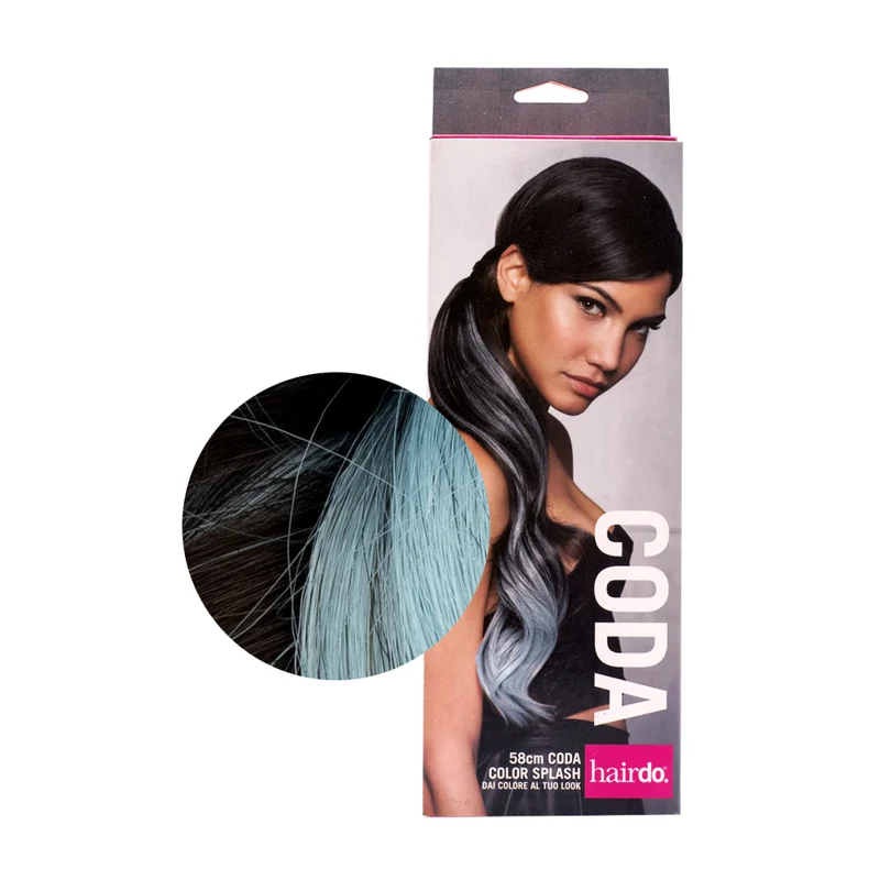 Hairdo Coda Color Splash Ebony / Blue 58 cm - coda celeste su nero