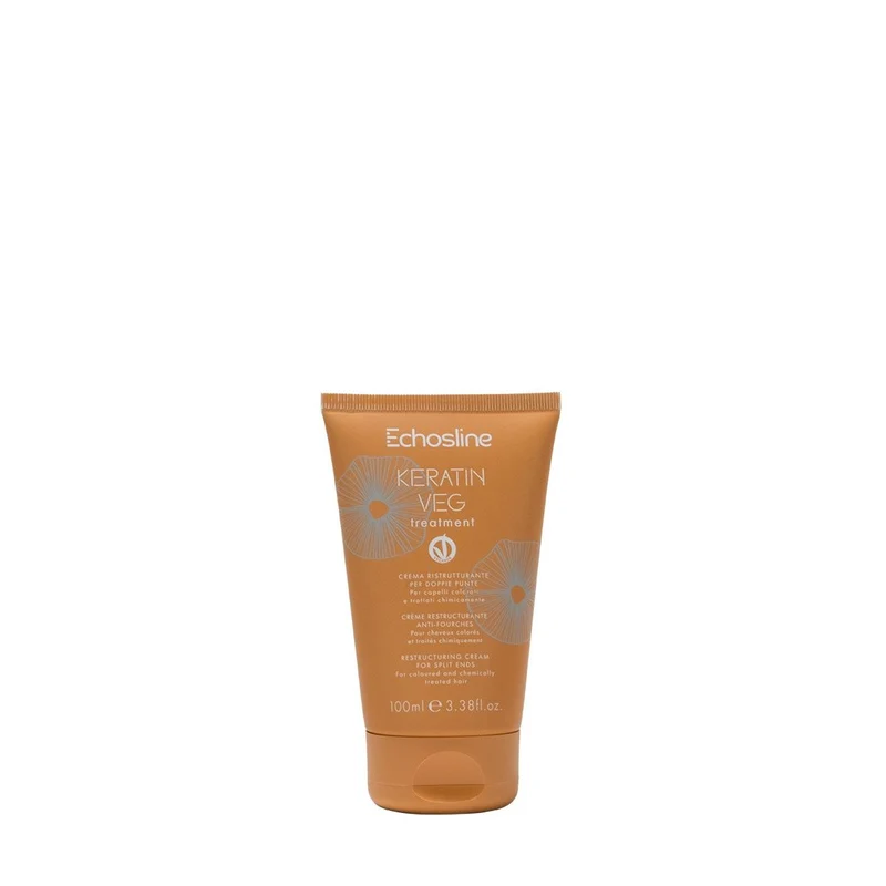 ECHOSLINE KERATIN VEG CREMA RISTRUTTURANTE DOPPIE PUNTE AZIONE ANTI -CRESPO PER CAPELLI COLORATI E TRATTATI CHIMICAMENTE 100ML