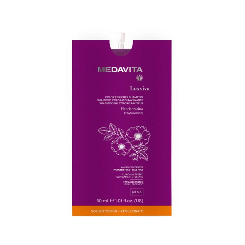 Medavita Luxviva Color Enricher Shampoo Golden Copper 30ml - shampoo colorato rame dorato