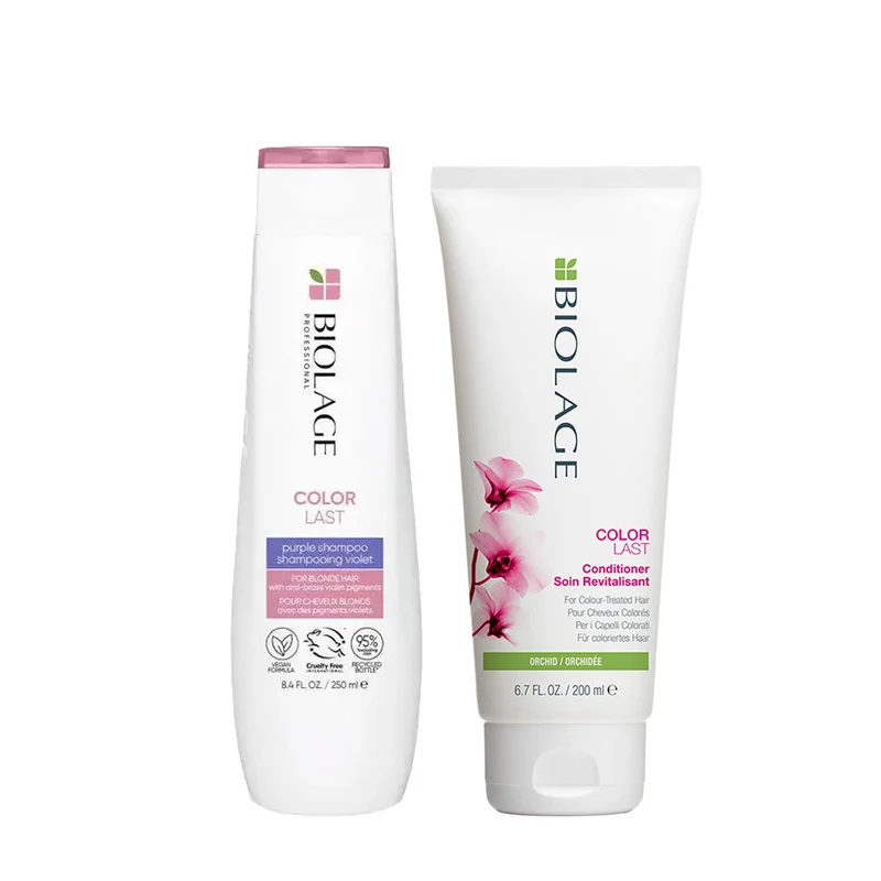 Biolage Set per Capelli Biondi Shampoo Antigiallo 250ml e Balsamo 200ml