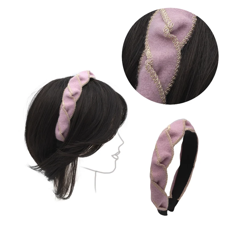VIAHERMADA Cerchietto in Tessuto Intrecciato Rosa ed Oro