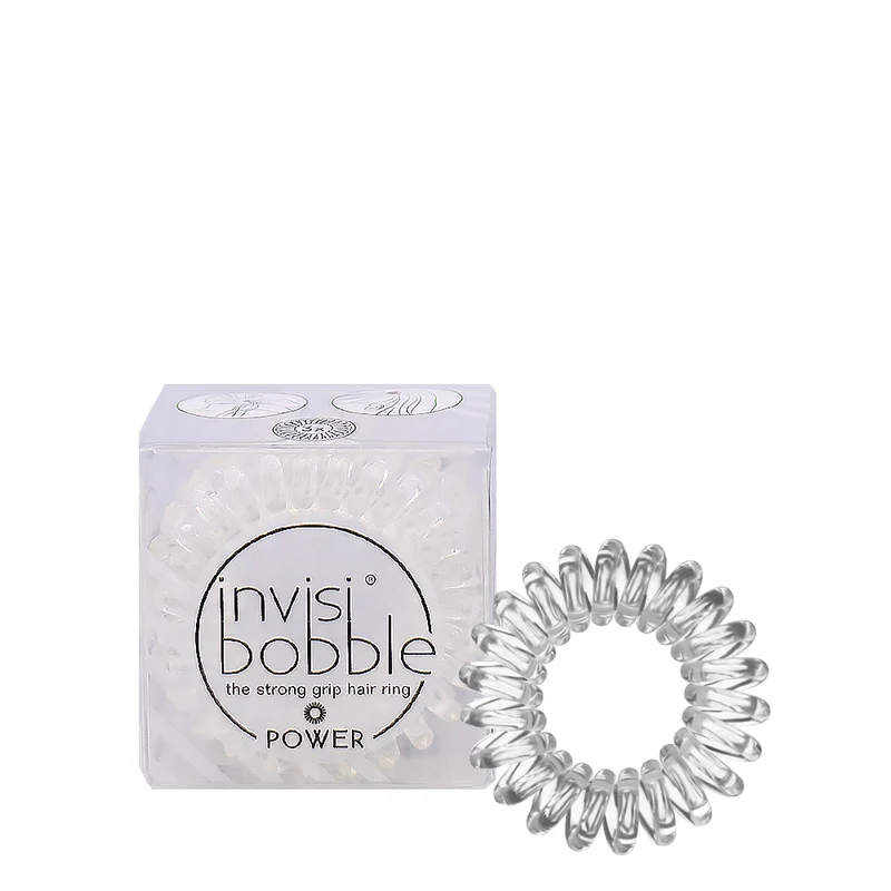 Invisibobble Power Crystal Clear 3pz - elastici a spirale per capelli grossi