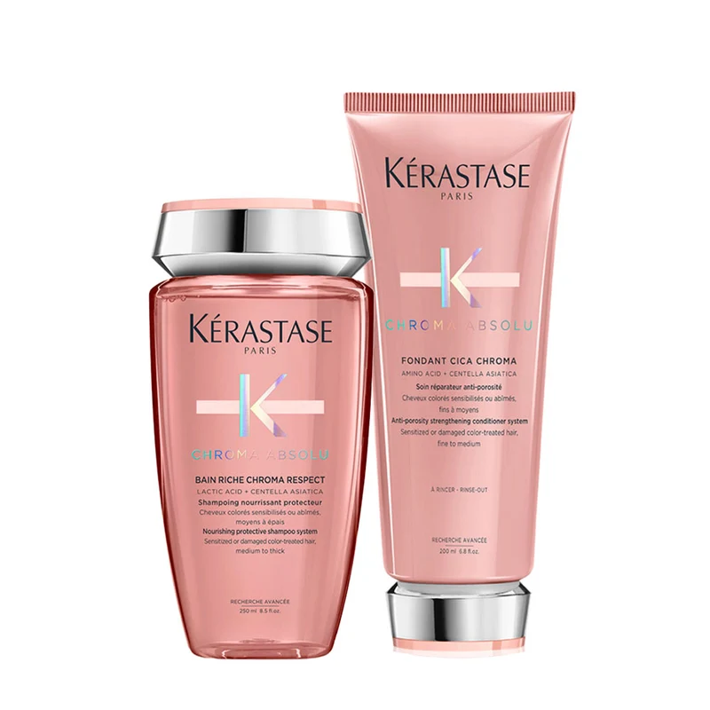 Kerastase Chroma Absolu Bain Riche Chroma Shampoo 250ml Fondant Cica Chroma 200ml - capelli grossi