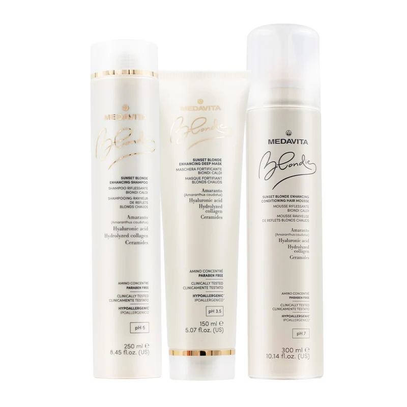 Medavita Blondie Sunset Shampoo 250ml Mask 150ml Mousse 300ml