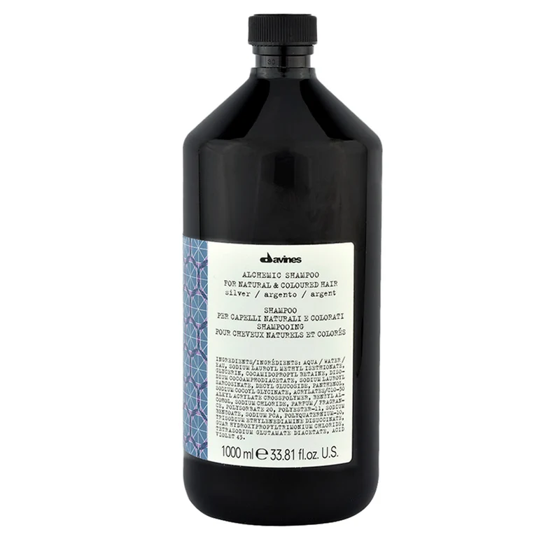 Davines Alchemic Shampoo Silver 1000ml - shampoo per intensificare i riflessi dei capelli biondo platino e grigi