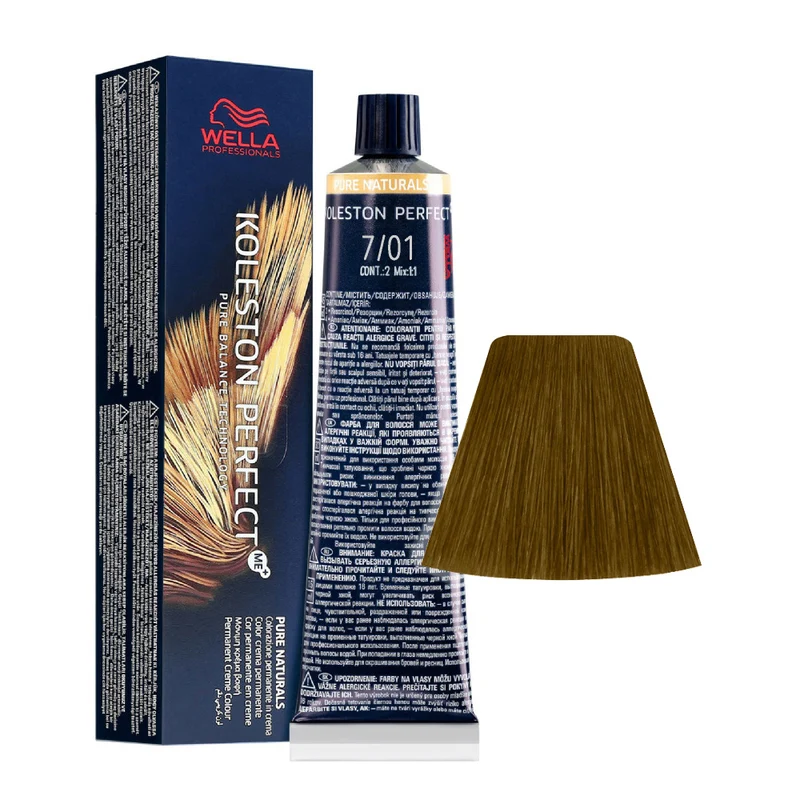 Wella Koleston Perfect Me+ Pure Naturals 7/01 Biondo Medio Naturale Cenere 60ml - colorazione permanente