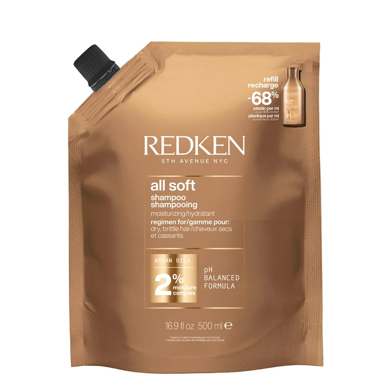 Redken All Soft Refill Shampoo 500ml - eco- ricarica shampoo capelli secchi
