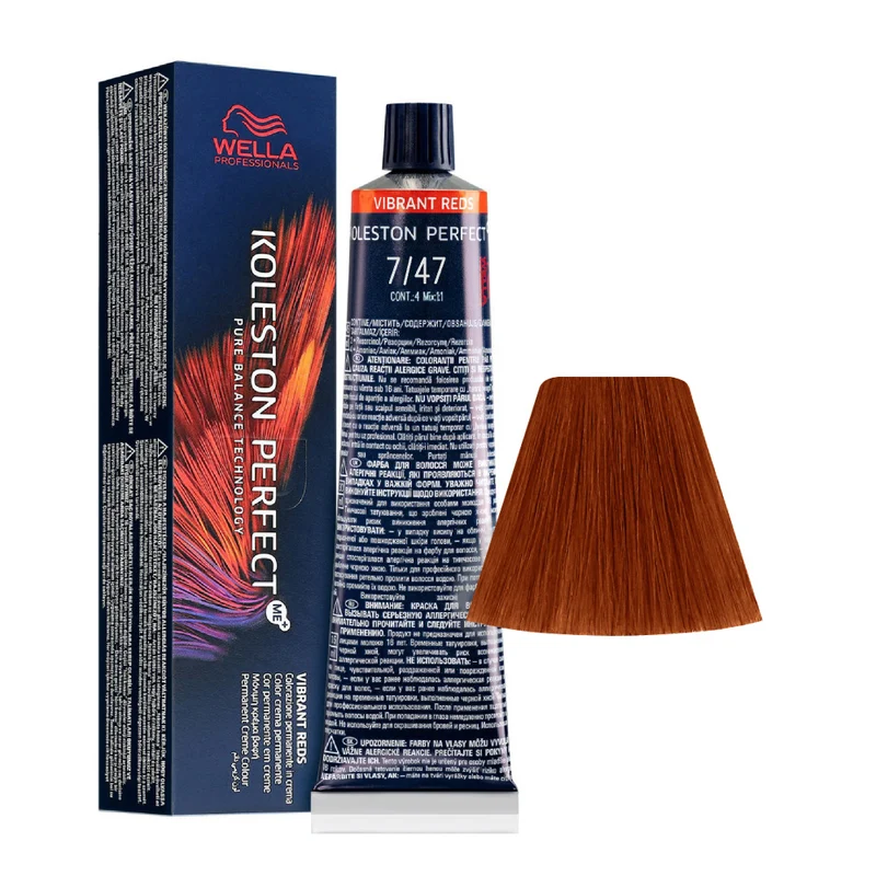Wella Koleston Perfect Me+ Vibrant Reds 7/47 Biondo Medio Rame Sabbia 60ml - colorazione permanente