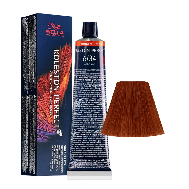Wella Koleston Perfect Me+ Vibrant Reds 6/34 Biondo Scuro Oro Ramato 60ml - colorazione permanente