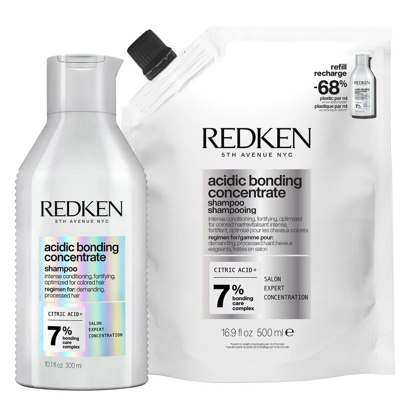 Redken Acidic Bonding Concentrate Shampoo 300ml + Refill 500ml