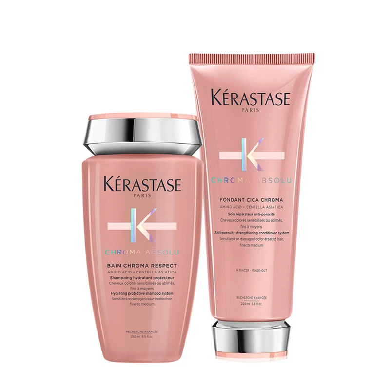 Kerastase Chroma Absolu Bain Chroma Respect Shampoo250ml Fondant Cica Chroma200ml - capelli fini