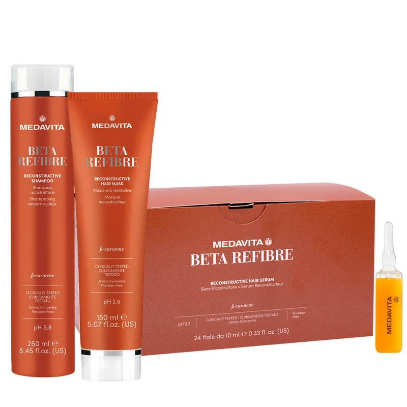 Medavita Beta Refibre Shampoo 250ml Mask 150ml Fiale 24x10ml