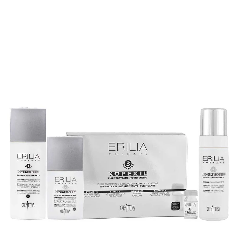Creattiva Erilia Kopexil Bagno Riossigenante250ml Fluido Fortificante150ml Trattamento 10x8ml Mousse Texturizzante 150ml