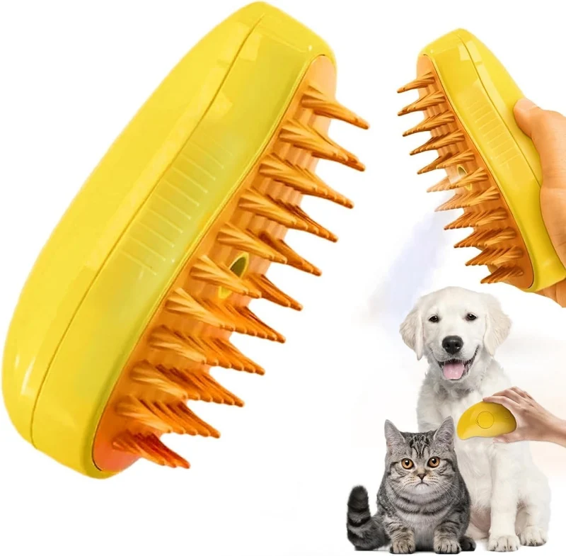 Spazzola per Animali a Vapore Multifunzionale 3 in 1 per Cani e Gatti, Pulizia del Pelo, Districante e Massaggio