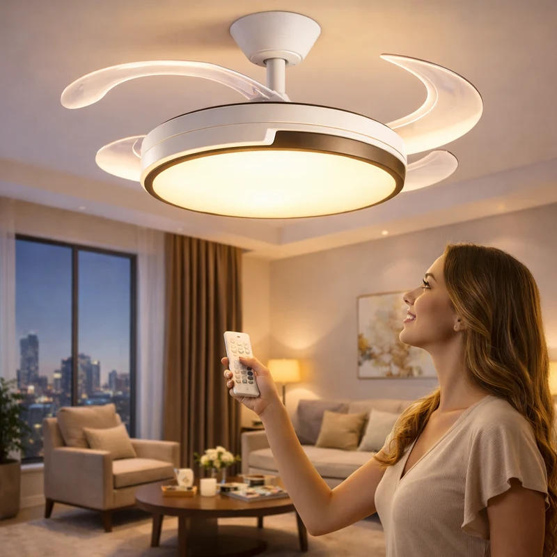 Ventilatore Soffitto LED 120 cm Telecomando 6 Velocità Silenzioso DC 72W