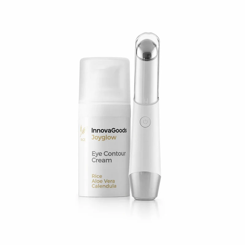 Pack Masajeador de Ojos Antiedad con Fototerapia y Termoterapia y Contorno de Ojos Rice Joyglow 15 ml InnovaGoods