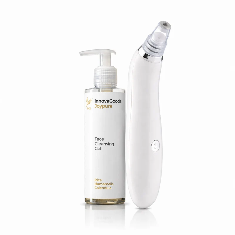 Pack Limpiador Facial Eléctrico de Puntos Negros y Gel Limpiador Facial Rice Joypure 200 ml InnovaGoods