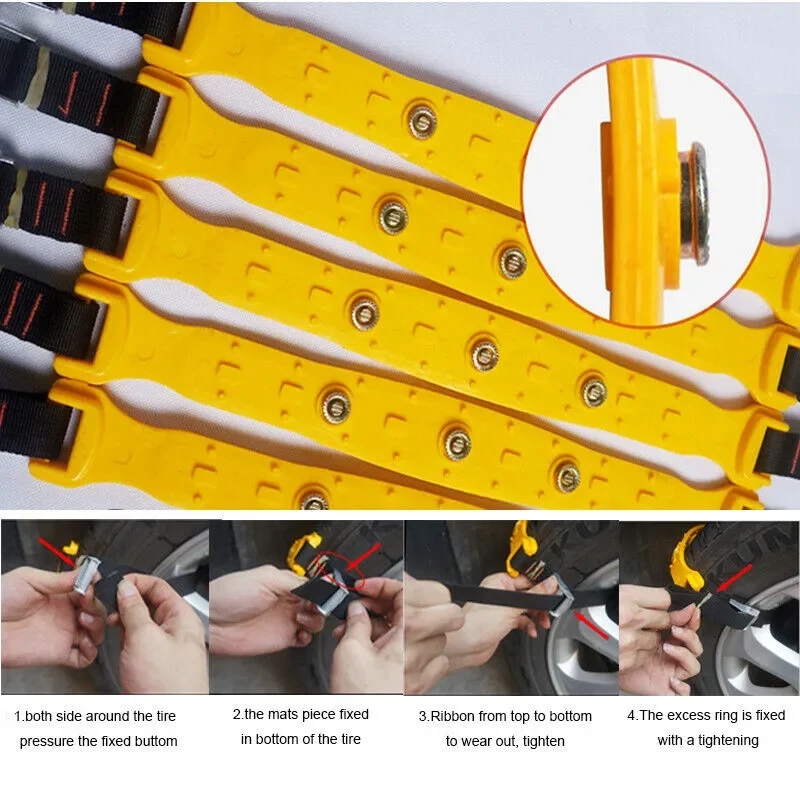 Kit Completo 10 Pezzi di Catene da Neve Universali per Pneumatici 185-225 mm – Antiscivolo per Auto e Camion