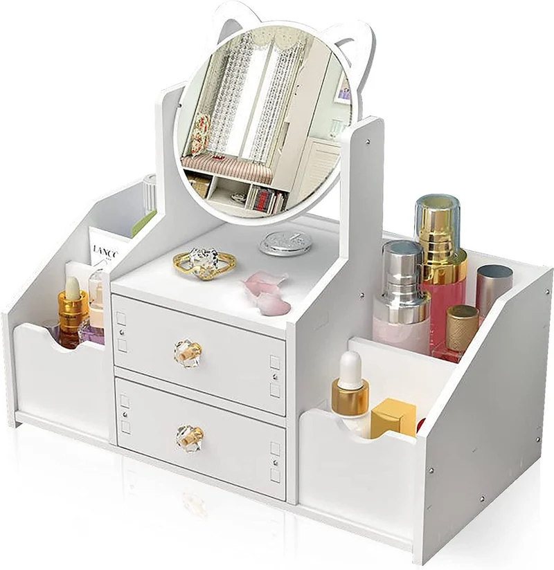 Organizer trucchi con cassetti bagno porta trucchi organizer da tavolo bianco portatrucchi organizzatore con specchiera per toletta camera da letto bagno