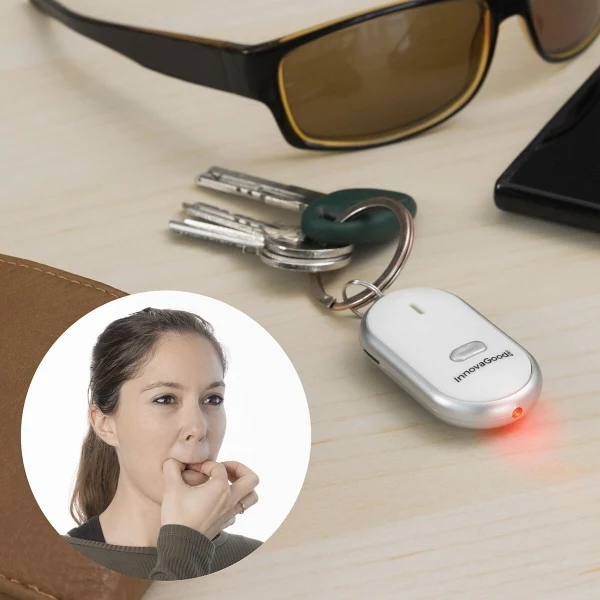 Portachiavi Localizzatore di Chiavi con Suono e Luce Led Attivabile con un Fischio
