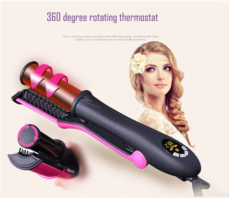 Ferro Arricciacapelli 2 In 1 rotante ferro arricciacapelli rivestito in ceramica con controllo dell'umidità ferro arricciacapelli per lisciare i capelli automatica professionale