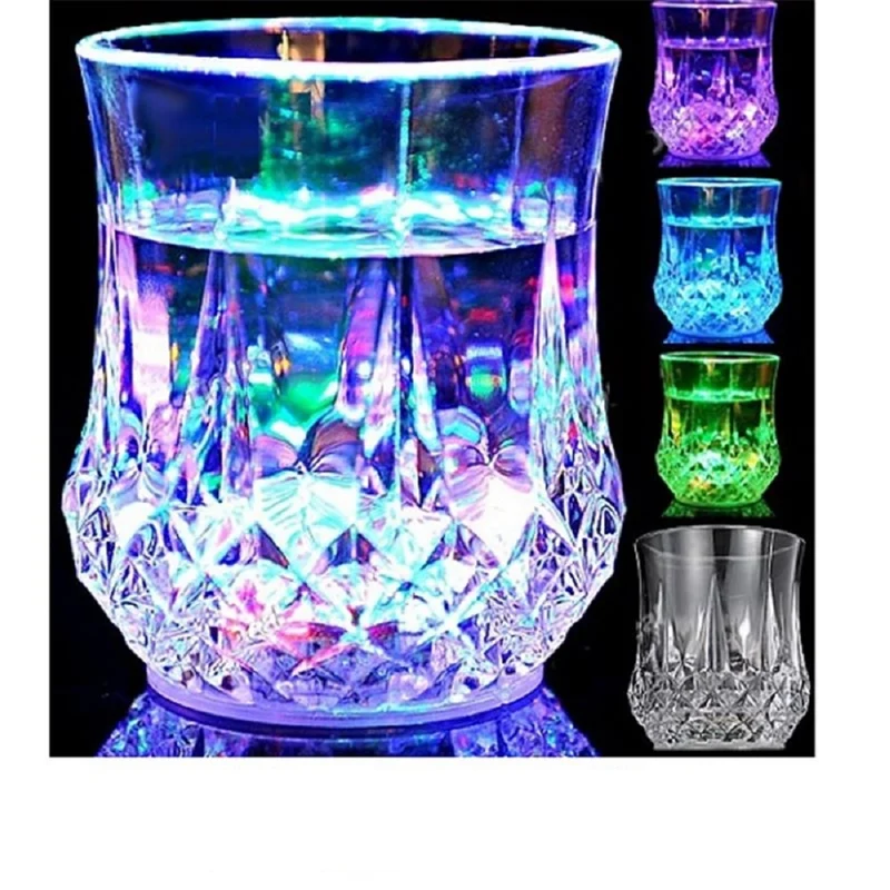 Bicchiere Led Induttivo Con Magia Di Colori Cromatico Acrilico Plexiglass Acqua Birra Vino