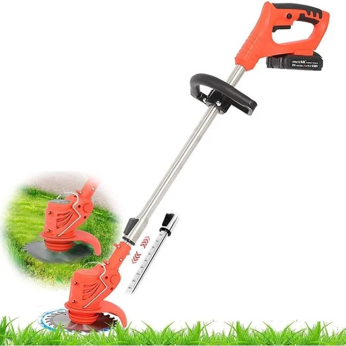 Tagliaerba a batteria con batteria da 21 v e caricatore decespugliatore elettrico, manico telescopico a batteria leggera per tagliaerba, prato, vialetti d'accesso e giardino