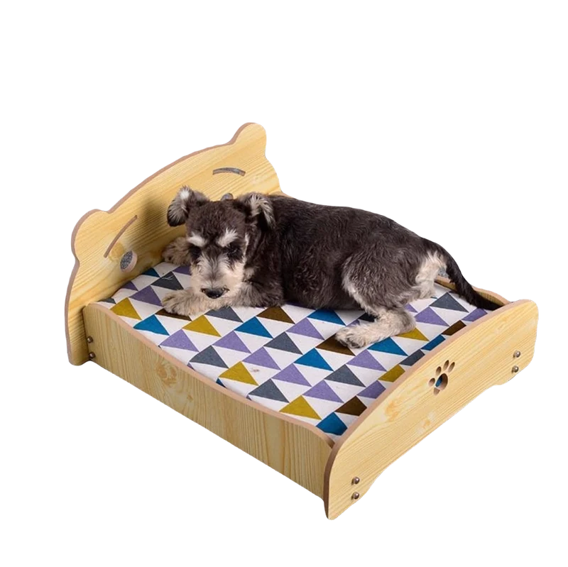 Letto Brandina Per Cani E Gatti In Legno Con Materasso 47 x 42 x 23