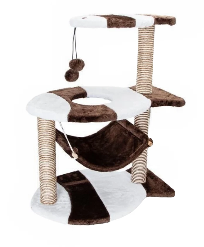 Albero Tiragraffi per Gatti Parco Giochi Cuccia Graffiatoio gatto 81x38cm Marrone e bianco