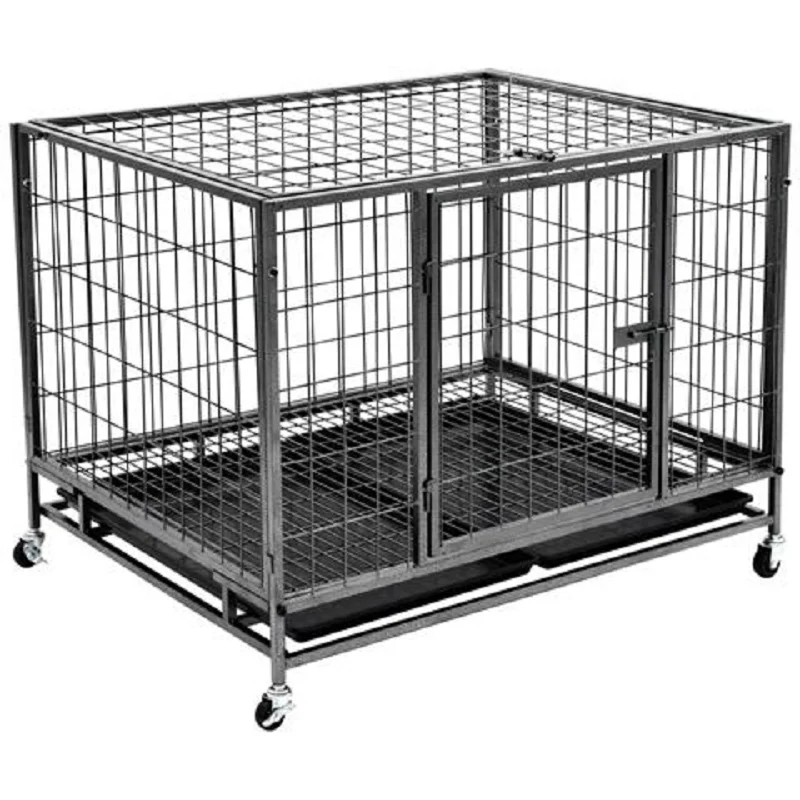 Gabbia Per Cani Robusta Con Ruote In Acciaio 92x62x62 Cm