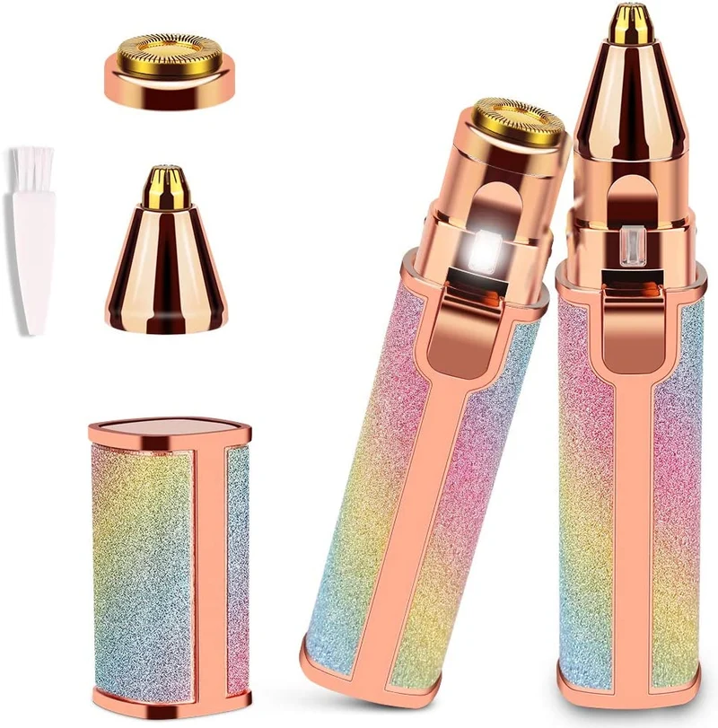 Epilatore Portatile 2 in 1 Rossetto Glitter Elimina Peli Viso Sopracciglia Baffi