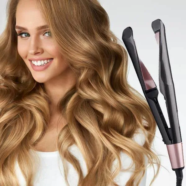 Piastra Capelli Curl & Straight Design 2 in 1 Semplice ed Intuitivo, Effetto Riccio, Onde Morbide o Capelli Lisci, Arricciacapelli Ceramica, 150 - 230 Gradi