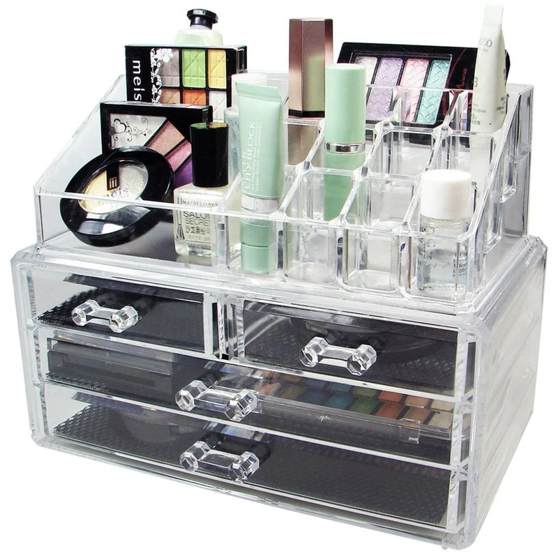 Organizzatore organizer per make up pennelli rossetti trucchi gioielli con 4 cassetti