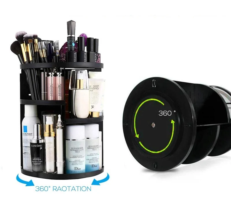 Organizzatore per trucco verticale con rotazione 360 gradi e livelli regolabili