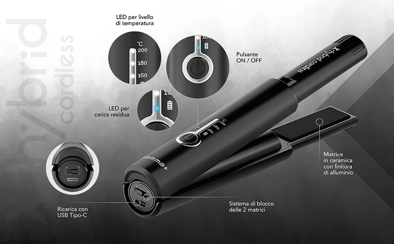 GAMMA PIU PIASTRA HYBRID CORDLESS BLACK